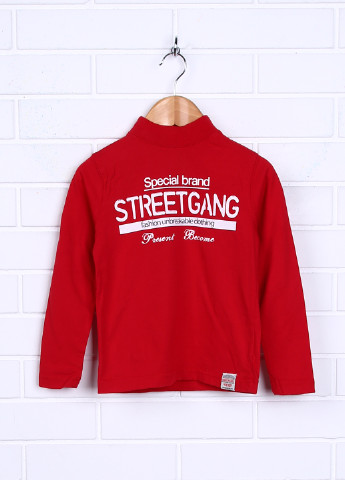 Красный демисезонный кэжуал лонгслив Street Gang с надписями