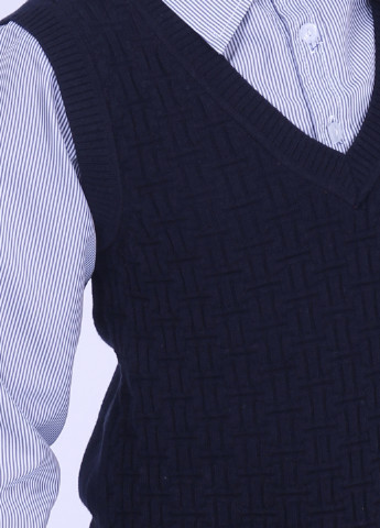 Темно-синяя кэжуал рубашка в полоску Mabaoxiongdi с длинным рукавом