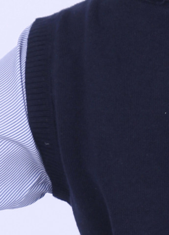 Темно-синяя кэжуал рубашка в полоску Mabaoxiongdi с длинным рукавом