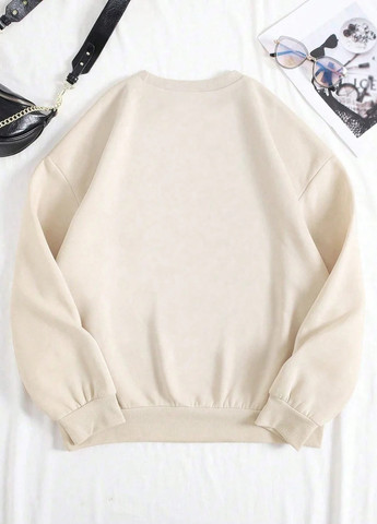 Світло-бежевий світшот SHEIN малюнок без декору (324985920)