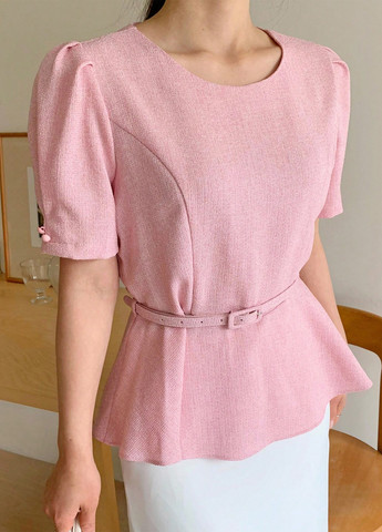 Розовая блуза с баской SHEIN