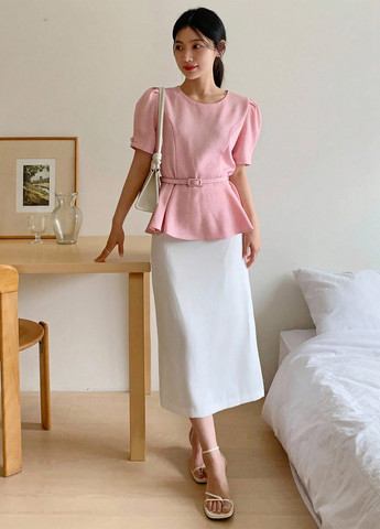 Розовая блуза с баской SHEIN