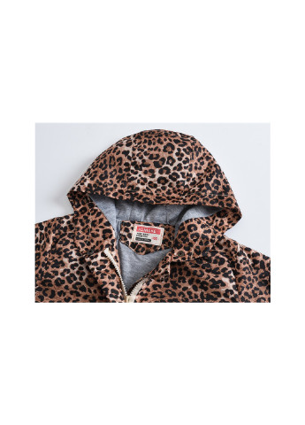 Коричневая демисезонная куртка-ветровка для девочки милый леопард Jomake 51129