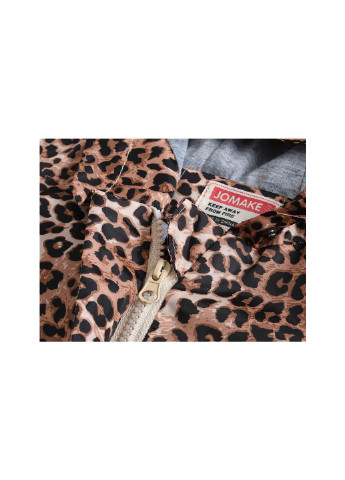 Коричневая демисезонная куртка-ветровка для девочки милый леопард Jomake 51129
