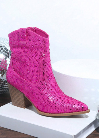 Осенние ботинки казаки SHEIN со стразами из искусственной кожи