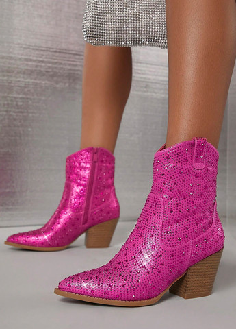 Осенние ботинки казаки SHEIN со стразами из искусственной кожи