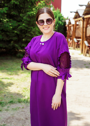 Фуксиновое (цвета Фуксия) кэжуал платье платье-свитшот Chivas однотонное