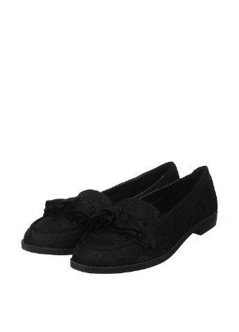 Черные женские кэжуал туфли с тиснением, с бантом на низком каблуке английские - фото