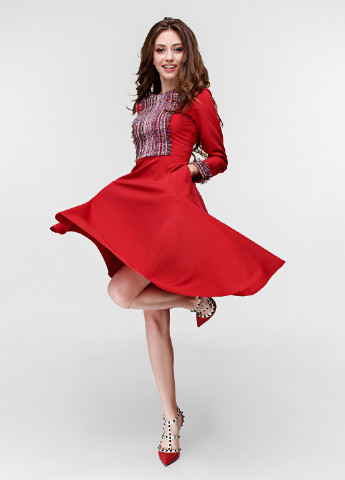 Красное кэжуал платье Zephyros с абстрактным узором