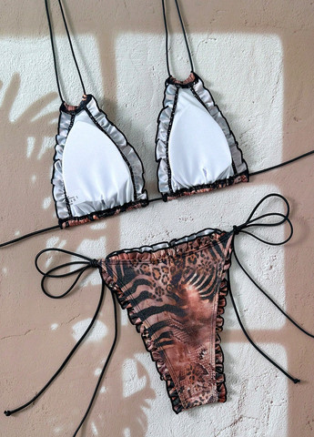 Коричневий літній купальник (ліф, трусики) бікіні, роздільний SHEIN