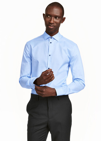 Голубой кэжуал, классическая рубашка однотонная H&M