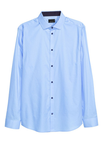 Голубой кэжуал, классическая рубашка однотонная H&M