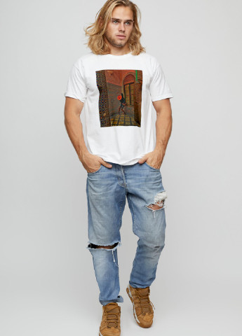 Біла футболка чоловіча basic /air print/ YAPPI