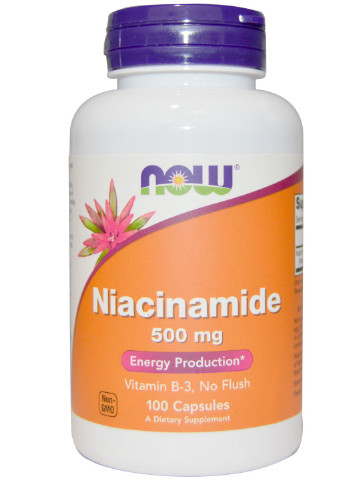 Ніацинамід (В3) 500мг,, 100 капсул Now Foods (228292889)