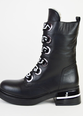 Зимние ботинки высокие черные зимние Evromoda со шнуровкой