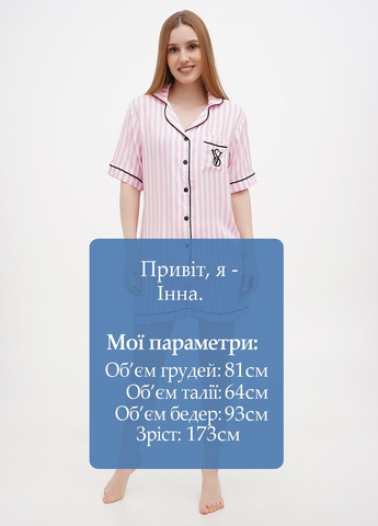 Розовая всесезон пижама (рубашка, шорты) рубашка + шорты No Brand