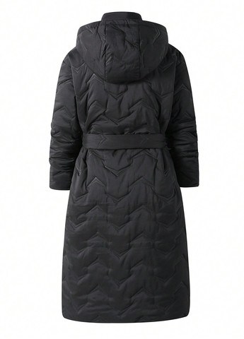 Чорне зимнє Пальто однобортне SHEIN