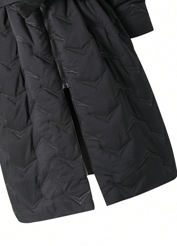 Чорне зимнє Пальто однобортне SHEIN