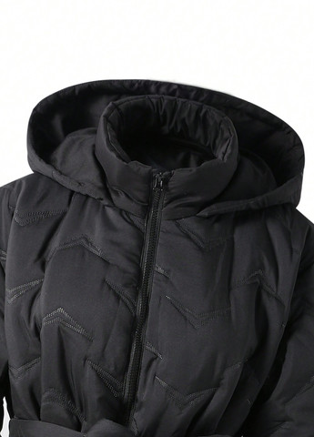 Чорне зимнє Пальто однобортне SHEIN