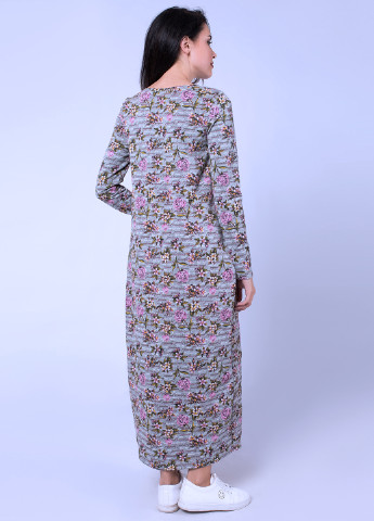 Серое кэжуал платье Garne с цветочным принтом