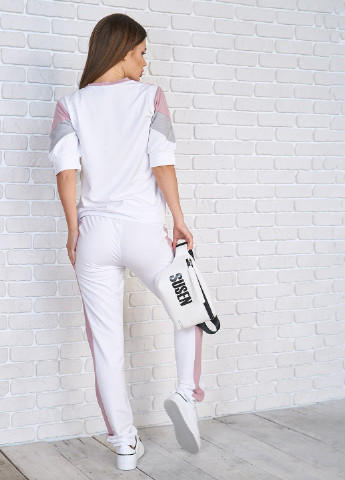 Белый трикотажный костюм с вставками ISSA PLUS абстрактный белый