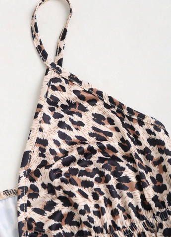 Комбинезон SHEIN комбинезон-брюки леопардовый коричневый кэжуал полиэстер