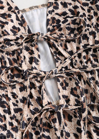 Комбинезон SHEIN комбинезон-брюки леопардовый коричневый кэжуал полиэстер