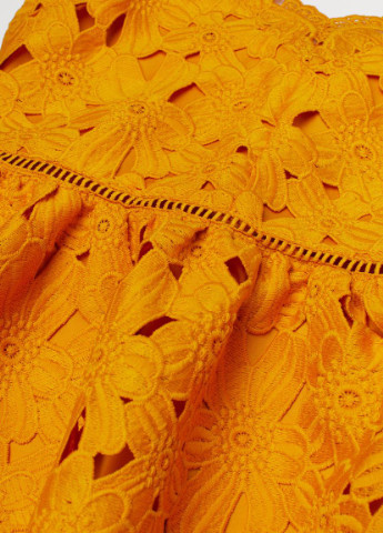 Жовтий кежуал сукня з мережива з v-вирізом H&M однотонна