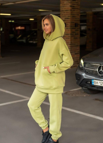 Жіночий спортивний костюм теплий на флісі ЯБЛОКО XS S M L XL 2XL(42 44 46 48 50 52) подовжене худи OVERSIZE No Brand (254565439)