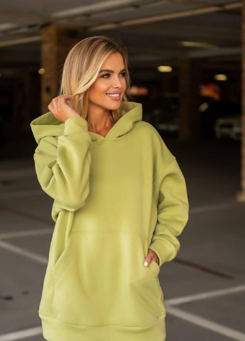 Жіночий спортивний костюм теплий на флісі ЯБЛОКО XS S M L XL 2XL(42 44 46 48 50 52) подовжене худи OVERSIZE No Brand (254565439)