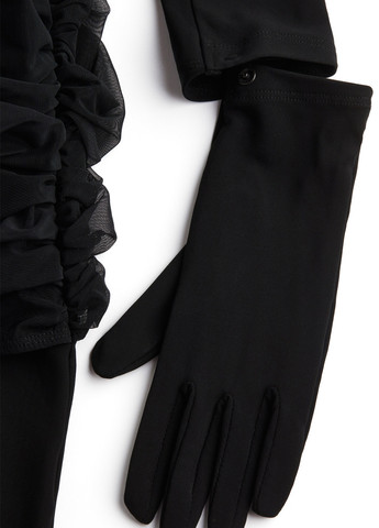 Черное коктейльное, вечернее платье силуэтная, на одно плечо H&M х Mugler однотонное