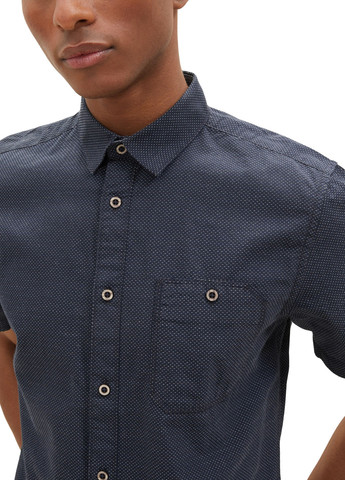 Темно-синяя кэжуал рубашка однотонная Tom Tailor