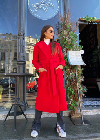 Красное демисезонное Пальто демисезонное женское кашемировое popluzhnaya