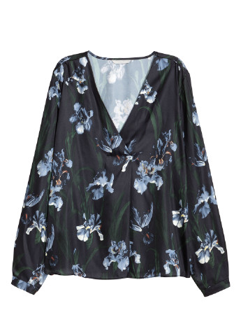 Темно-синяя демисезонная блуза с длинным рукавом H&M