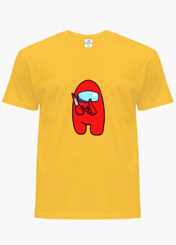 Желтая демисезонная футболка детская амонг ас красный (among us red)(9224-2417) MobiPrint