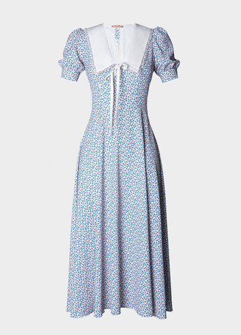Блакитна кежуал сукня в стилі армпір Gepur з квітковим принтом