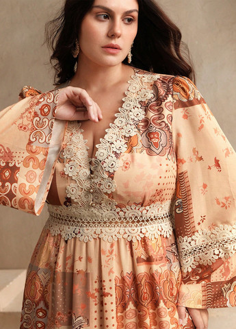 Світло-оранжева кежуал сукня а-силует SHEIN з квітковим принтом