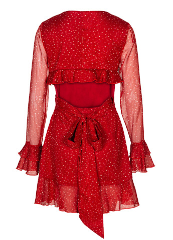 Красное кэжуал шифоновое мини платье на запах на запах Finders Keepers однотонное