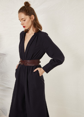 Комбинезон KOTON комбинезон-брюки однотонный чёрный кэжуал вискоза