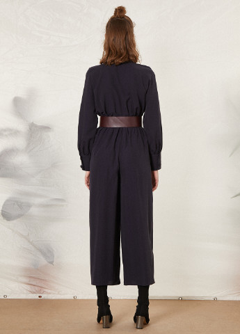 Комбинезон KOTON комбинезон-брюки однотонный чёрный кэжуал вискоза