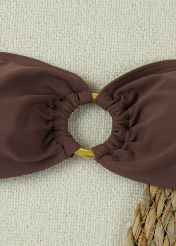 Коричневий літній купальник (ліф, трусики) бандо, роздільний SHEIN