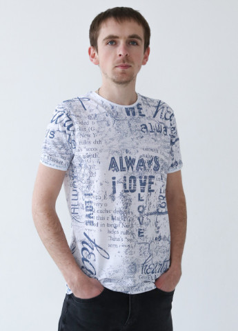 Белая футболка мужская белая тонкая с надписями Bagarda