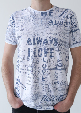 Белая футболка мужская белая тонкая с надписями Bagarda