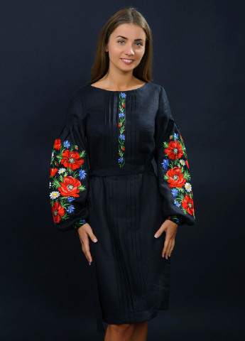Черное кэжуал платье Vyshyvanka