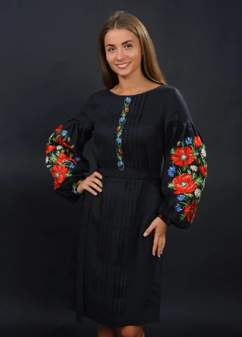 Черное кэжуал платье Vyshyvanka