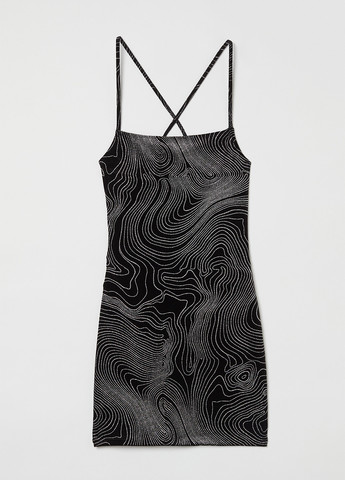Чорна кежуал сукня з відкритою спиною H&M з абстрактним візерунком