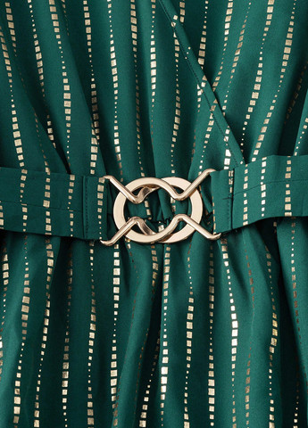 Темно-зеленое кэжуал платье клеш SHEIN в полоску