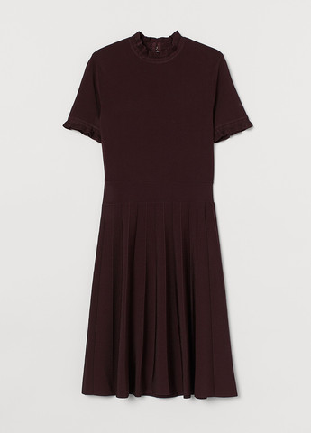 Бордовое кэжуал платье клеш H&M однотонное
