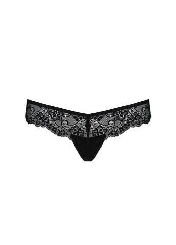 Кружевные трусики-танга с атласным бантиком Naja Thong black L/XL - Passion (255615069)