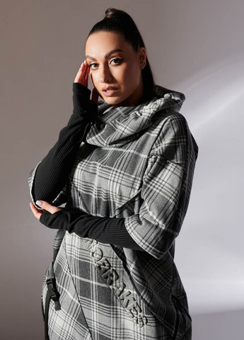 Чорна кежуал сукня сукня-худі LibeAmore в клітинку